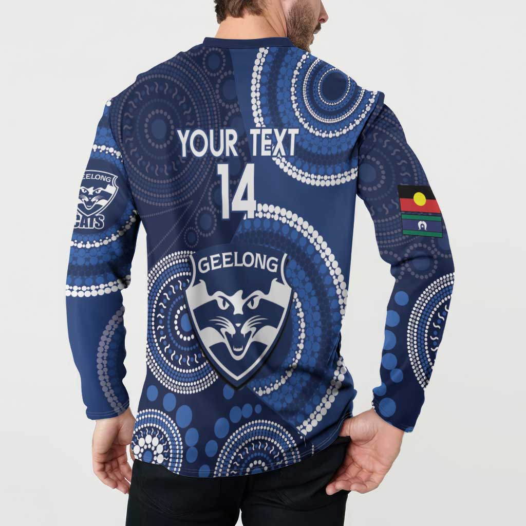 Custom AFL Geelong NAIDOC Week Button Sweatshirt Keep The Fire Burning Indigenous Art