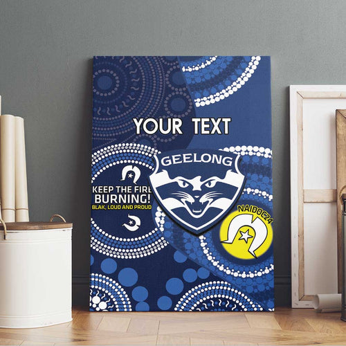Custom AFL Geelong NAIDOC Week Canvas Wall Art Keep The Fire Burning Indigenous Art