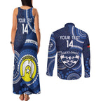 Custom AFL Geelong NAIDOC Week Couples Matching Tank Maxi Dress and Long Sleeve Button Shirt Keep The Fire Burning Indigenous Art