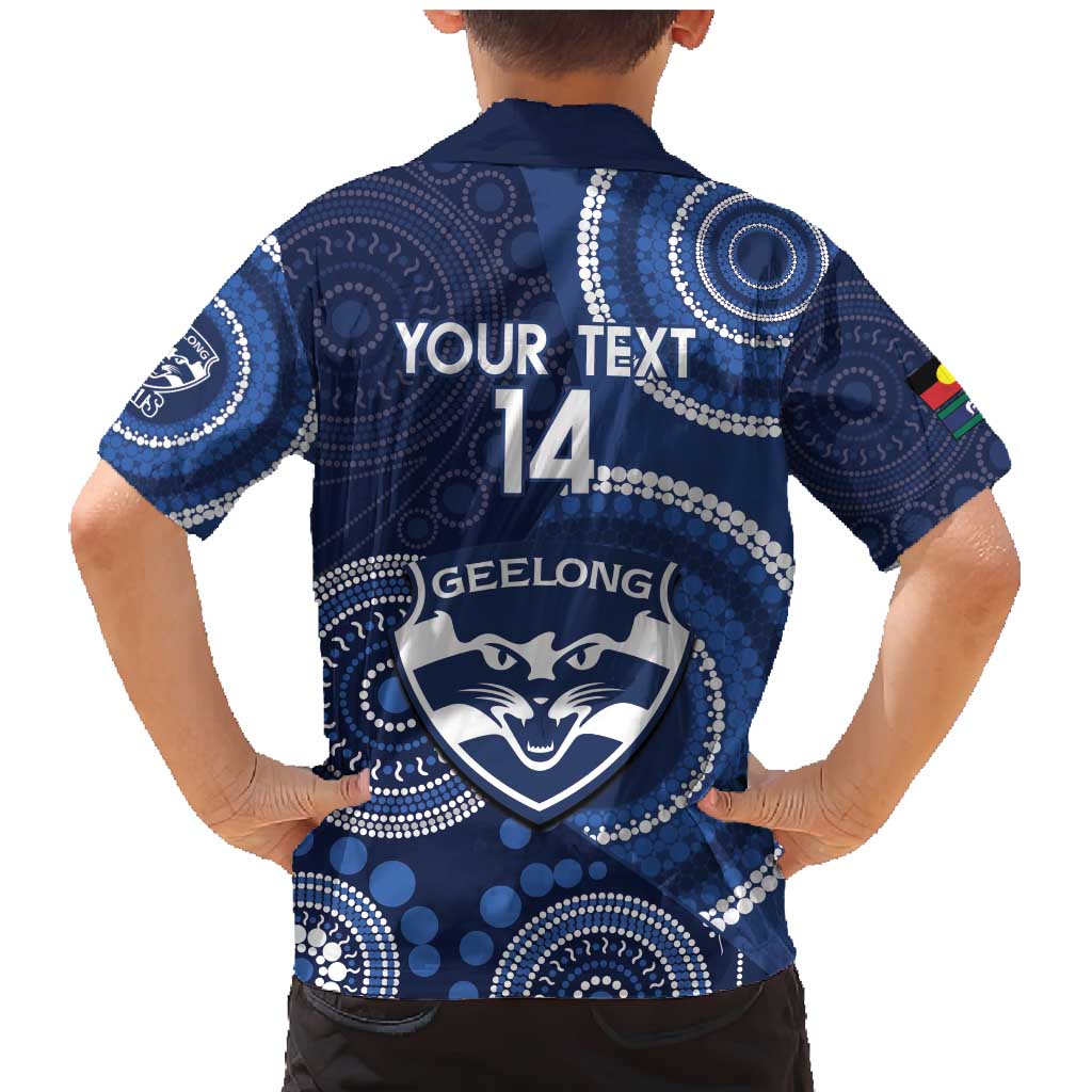 Custom AFL Geelong NAIDOC Week Family Matching Mermaid Dress and Hawaiian Shirt Keep The Fire Burning Indigenous Art