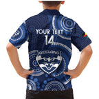 Custom AFL Geelong NAIDOC Week Family Matching Mermaid Dress and Hawaiian Shirt Keep The Fire Burning Indigenous Art