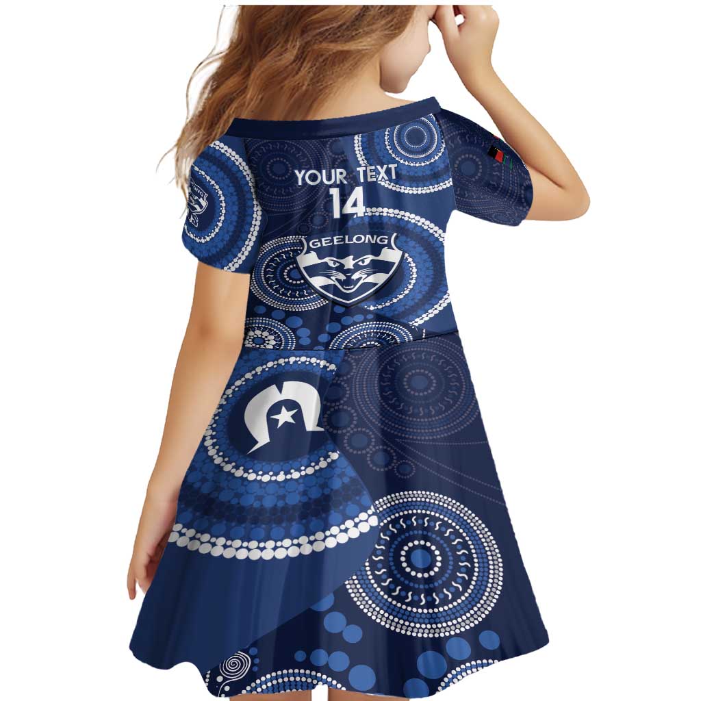 Custom AFL Geelong NAIDOC Week Family Matching Mermaid Dress and Hawaiian Shirt Keep The Fire Burning Indigenous Art