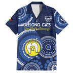 Custom AFL Geelong NAIDOC Week Family Matching Off The Shoulder Long Sleeve Dress and Hawaiian Shirt Keep The Fire Burning Indigenous Art