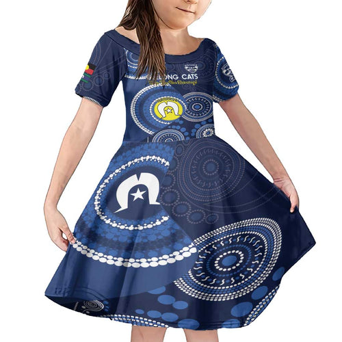 Custom AFL Geelong NAIDOC Week Family Matching Off Shoulder Maxi Dress and Hawaiian Shirt Keep The Fire Burning Indigenous Art
