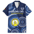 Custom AFL Geelong NAIDOC Week Family Matching Off Shoulder Maxi Dress and Hawaiian Shirt Keep The Fire Burning Indigenous Art