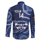 Custom AFL Geelong NAIDOC Week Family Matching Off Shoulder Maxi Dress and Hawaiian Shirt Keep The Fire Burning Indigenous Art