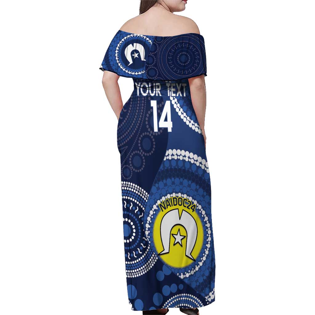 Custom AFL Geelong NAIDOC Week Family Matching Off Shoulder Maxi Dress and Hawaiian Shirt Keep The Fire Burning Indigenous Art