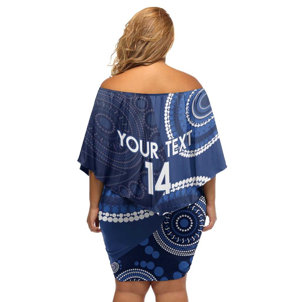 Custom AFL Geelong NAIDOC Week Family Matching Off Shoulder Short Dress and Hawaiian Shirt Keep The Fire Burning Indigenous Art