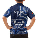 Custom AFL Geelong NAIDOC Week Family Matching Puletasi and Hawaiian Shirt Keep The Fire Burning Indigenous Art