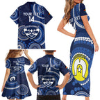 Custom AFL Geelong NAIDOC Week Family Matching Short Sleeve Bodycon Dress and Hawaiian Shirt Keep The Fire Burning Indigenous Art