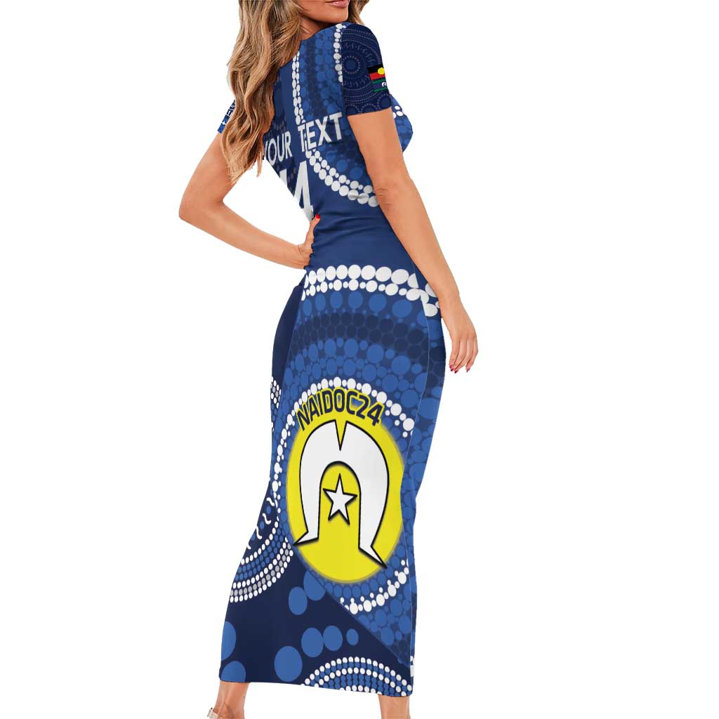 Custom AFL Geelong NAIDOC Week Family Matching Short Sleeve Bodycon Dress and Hawaiian Shirt Keep The Fire Burning Indigenous Art