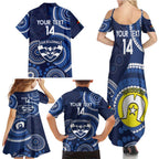 Custom AFL Geelong NAIDOC Week Family Matching Summer Maxi Dress and Hawaiian Shirt Keep The Fire Burning Indigenous Art