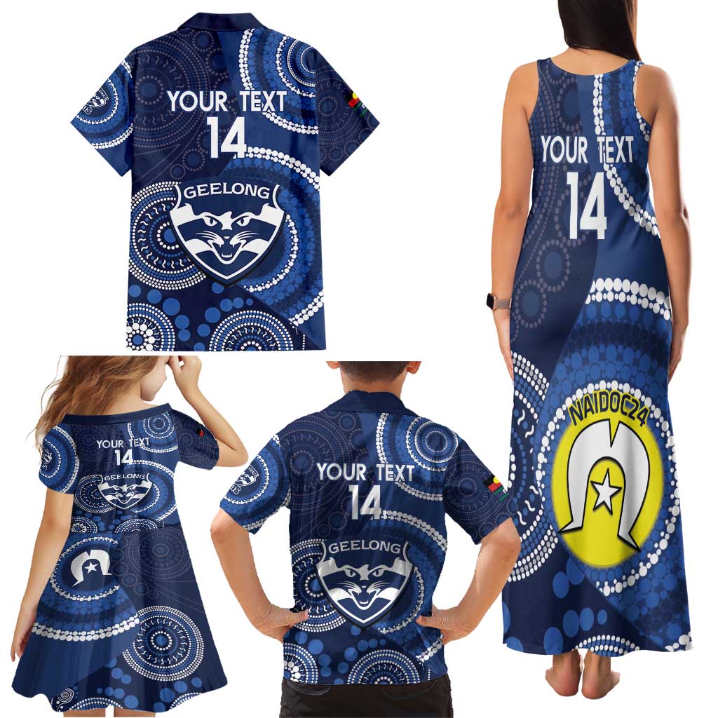 Custom AFL Geelong NAIDOC Week Family Matching Tank Maxi Dress and Hawaiian Shirt Keep The Fire Burning Indigenous Art