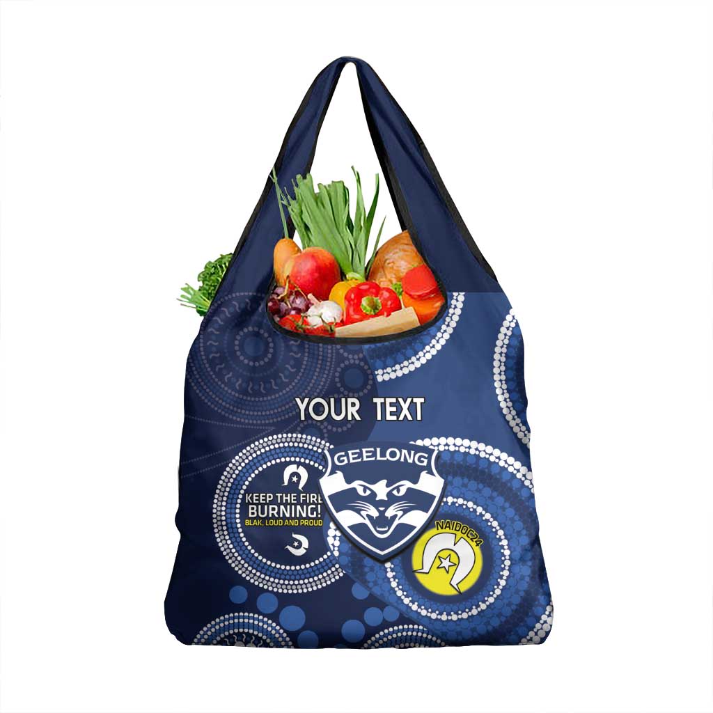 Custom AFL Geelong NAIDOC Week Grocery Bag Keep The Fire Burning Indigenous Art
