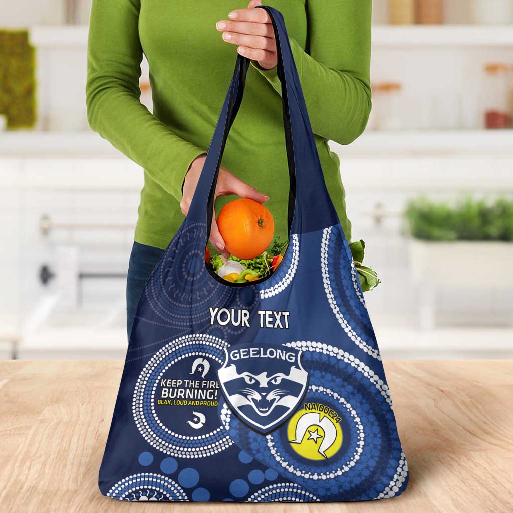 Custom AFL Geelong NAIDOC Week Grocery Bag Keep The Fire Burning Indigenous Art