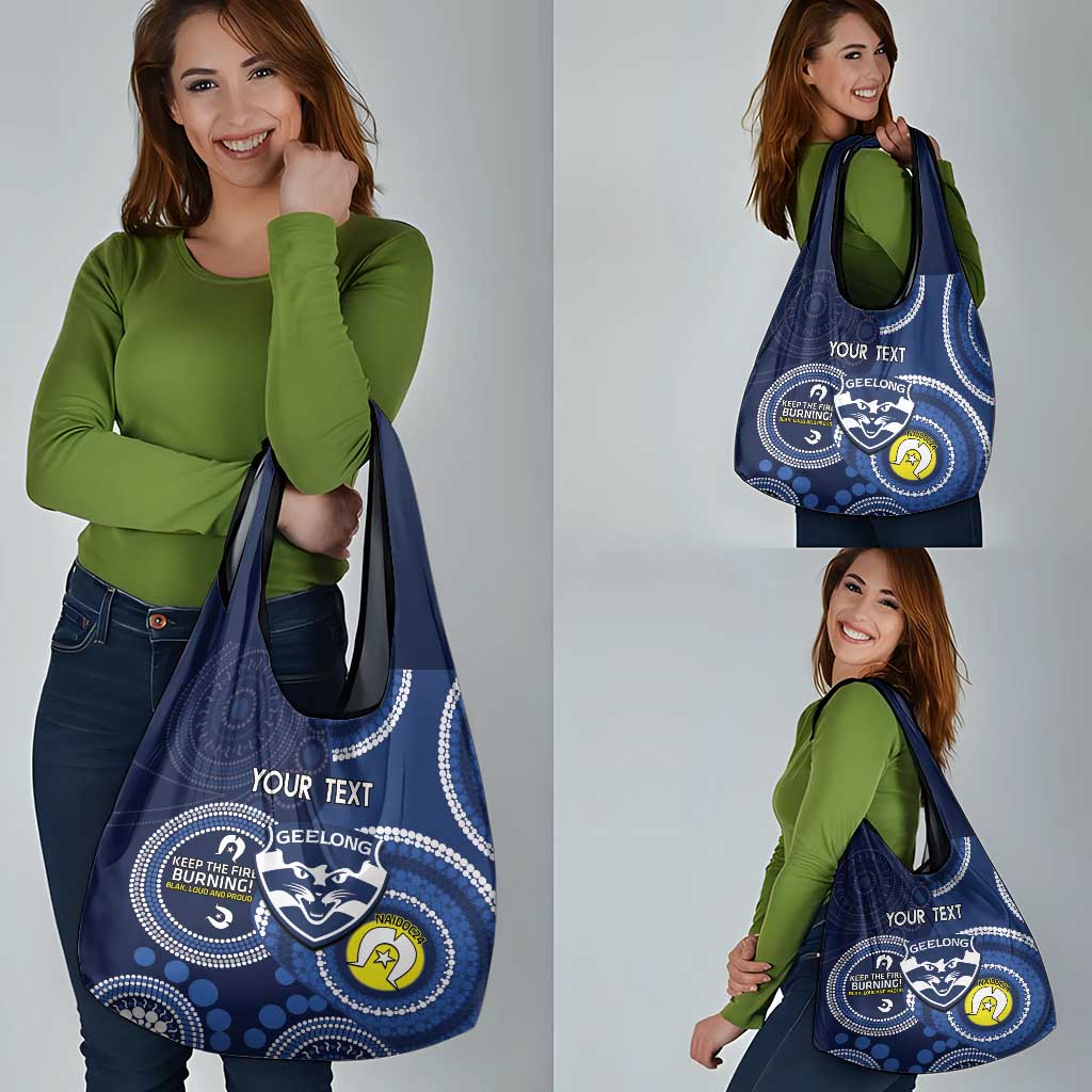 Custom AFL Geelong NAIDOC Week Grocery Bag Keep The Fire Burning Indigenous Art