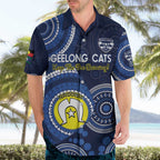 Custom AFL Geelong NAIDOC Week Hawaiian Shirt Keep The Fire Burning Indigenous Art