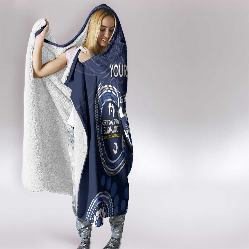 Custom AFL Geelong NAIDOC Week Hooded Blanket Keep The Fire Burning Indigenous Art