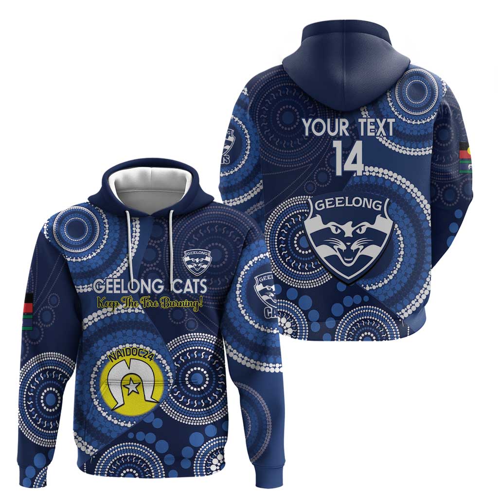 Custom AFL Geelong NAIDOC Week Hoodie Keep The Fire Burning Indigenous Art