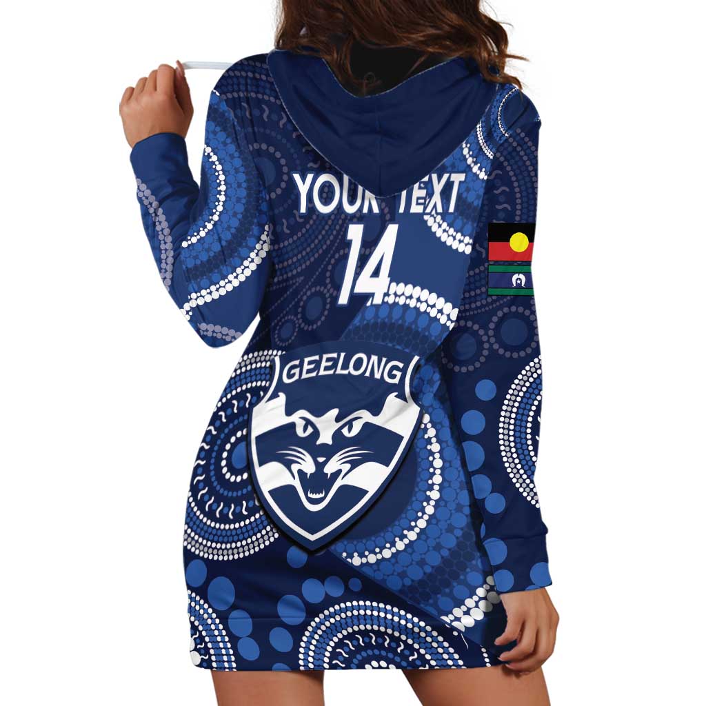 Custom AFL Geelong NAIDOC Week Hoodie Dress Keep The Fire Burning Indigenous Art