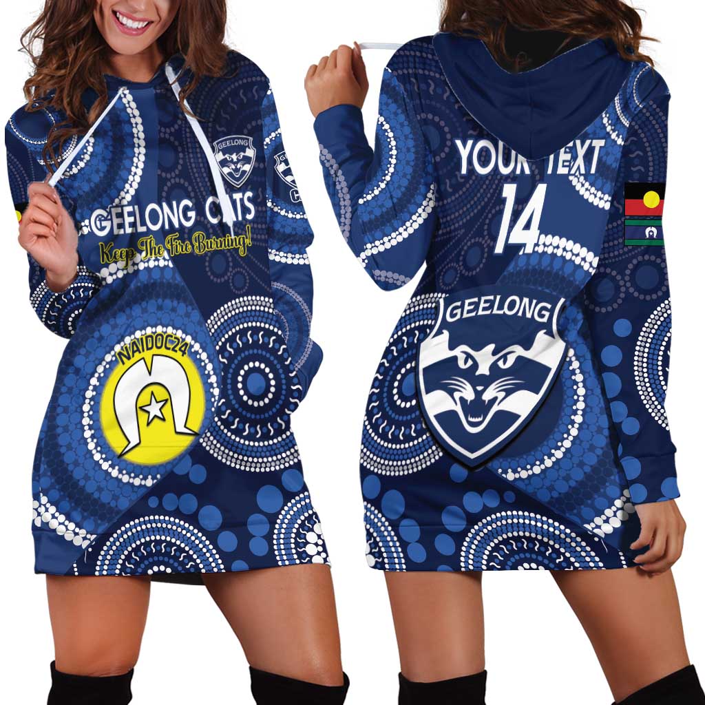 Custom AFL Geelong NAIDOC Week Hoodie Dress Keep The Fire Burning Indigenous Art