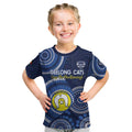Custom AFL Geelong NAIDOC Week Kid T Shirt Keep The Fire Burning Indigenous Art