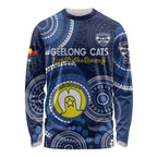 Custom AFL Geelong NAIDOC Week Long Sleeve Shirt Keep The Fire Burning Indigenous Art