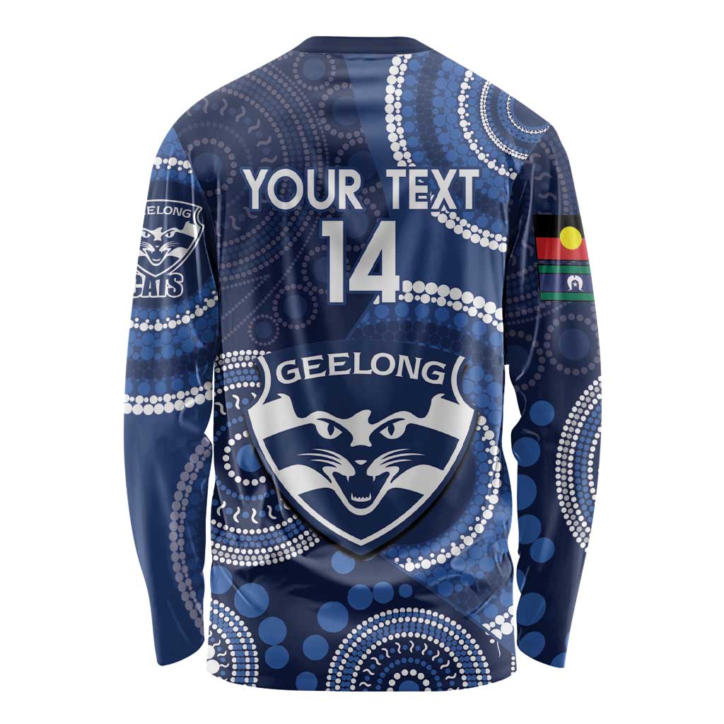 Custom AFL Geelong NAIDOC Week Long Sleeve Shirt Keep The Fire Burning Indigenous Art