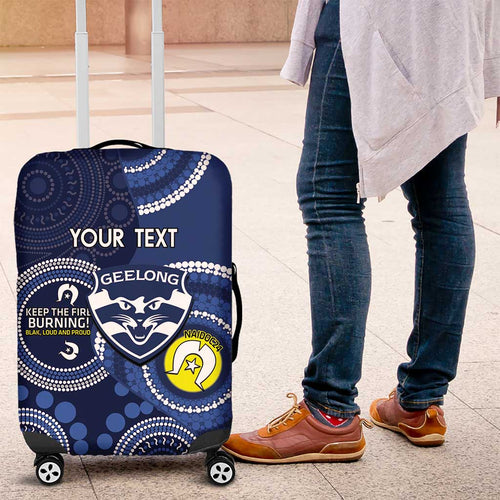 Custom AFL Geelong NAIDOC Week Luggage Cover Keep The Fire Burning Indigenous Art