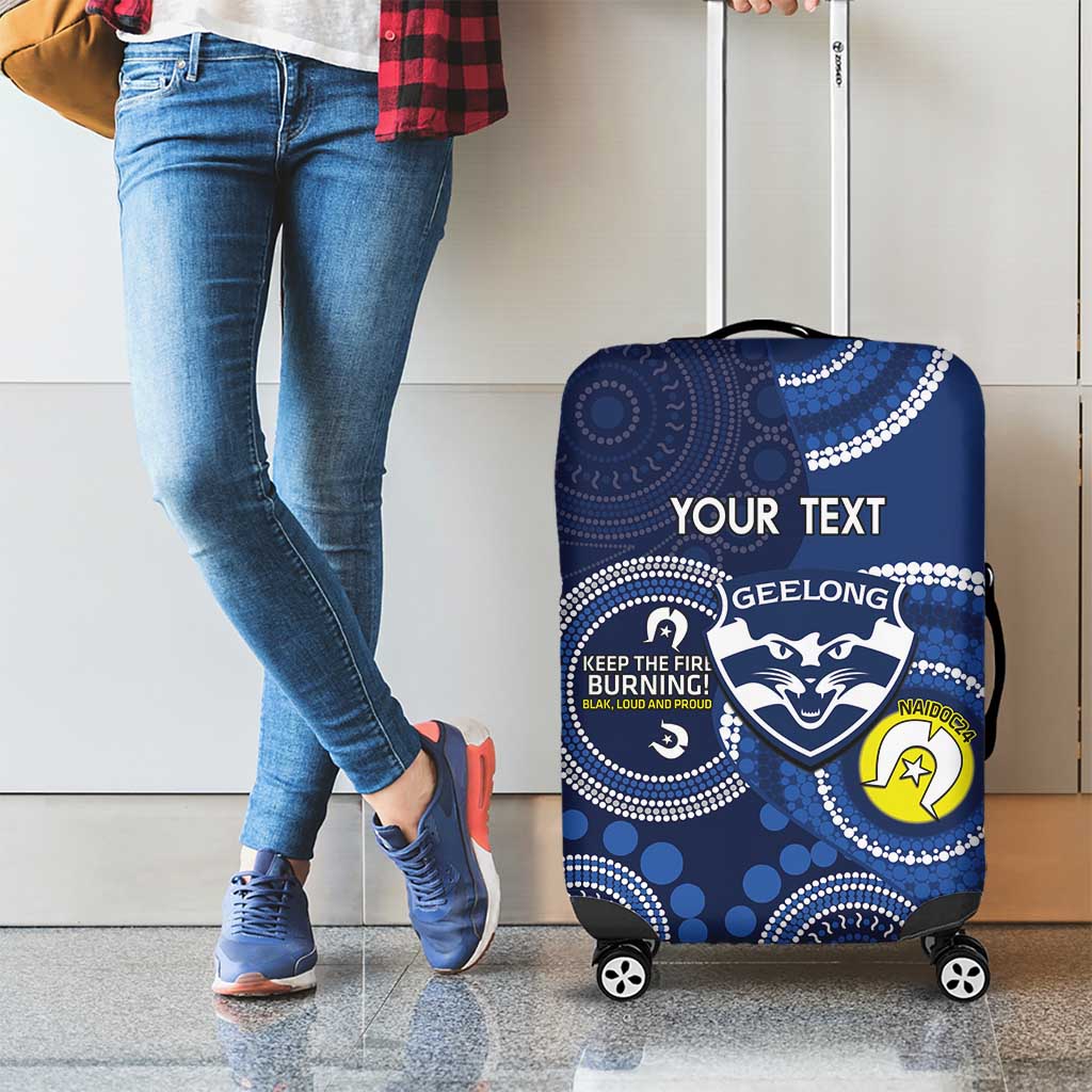 Custom AFL Geelong NAIDOC Week Luggage Cover Keep The Fire Burning Indigenous Art