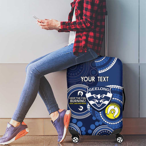 Custom AFL Geelong NAIDOC Week Luggage Cover Keep The Fire Burning Indigenous Art