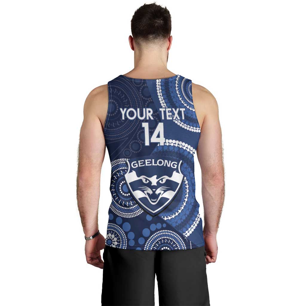 Custom AFL Geelong NAIDOC Week Men Tank Top Keep The Fire Burning Indigenous Art