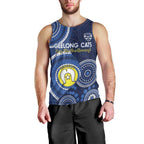 Custom AFL Geelong NAIDOC Week Men Tank Top Keep The Fire Burning Indigenous Art