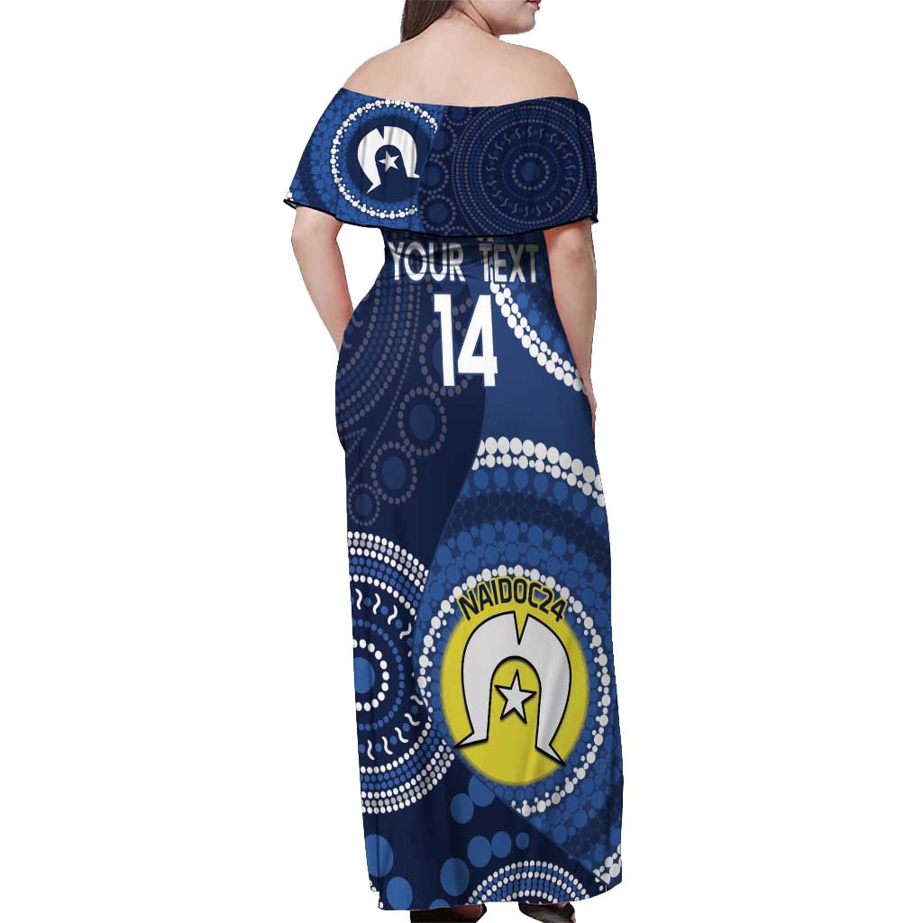 Custom AFL Geelong NAIDOC Week Off Shoulder Maxi Dress Keep The Fire Burning Indigenous Art