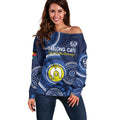 Custom AFL Geelong NAIDOC Week Off Shoulder Sweater Keep The Fire Burning Indigenous Art
