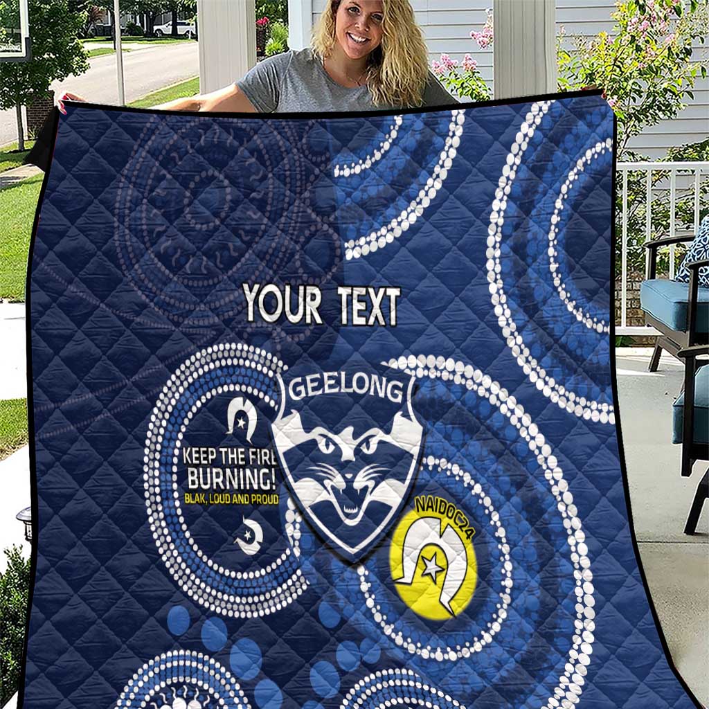 Custom AFL Geelong NAIDOC Week Quilt Keep The Fire Burning Indigenous Art
