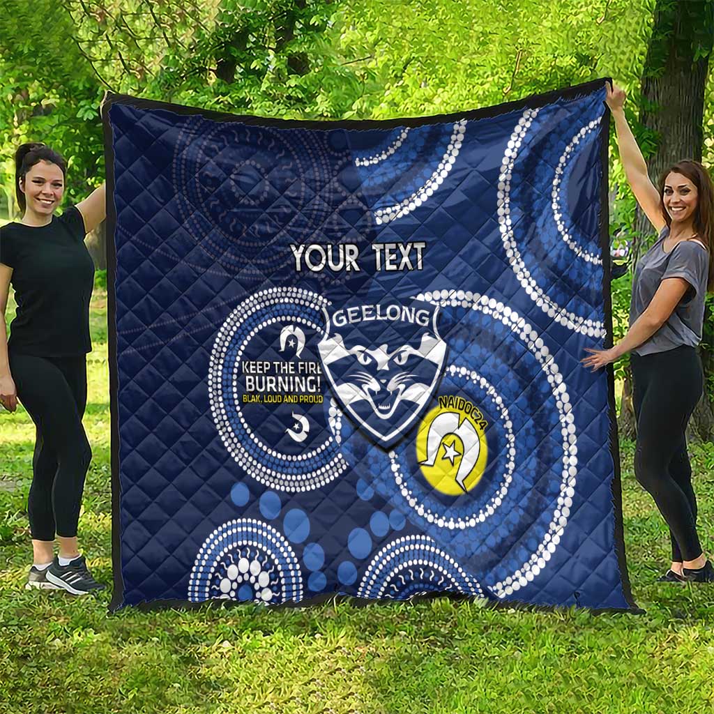 Custom AFL Geelong NAIDOC Week Quilt Keep The Fire Burning Indigenous Art