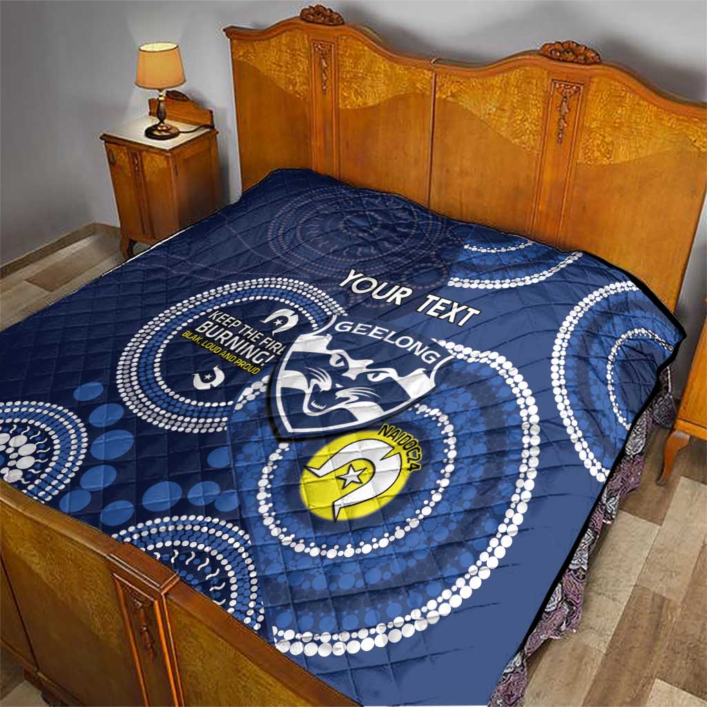 Custom AFL Geelong NAIDOC Week Quilt Keep The Fire Burning Indigenous Art