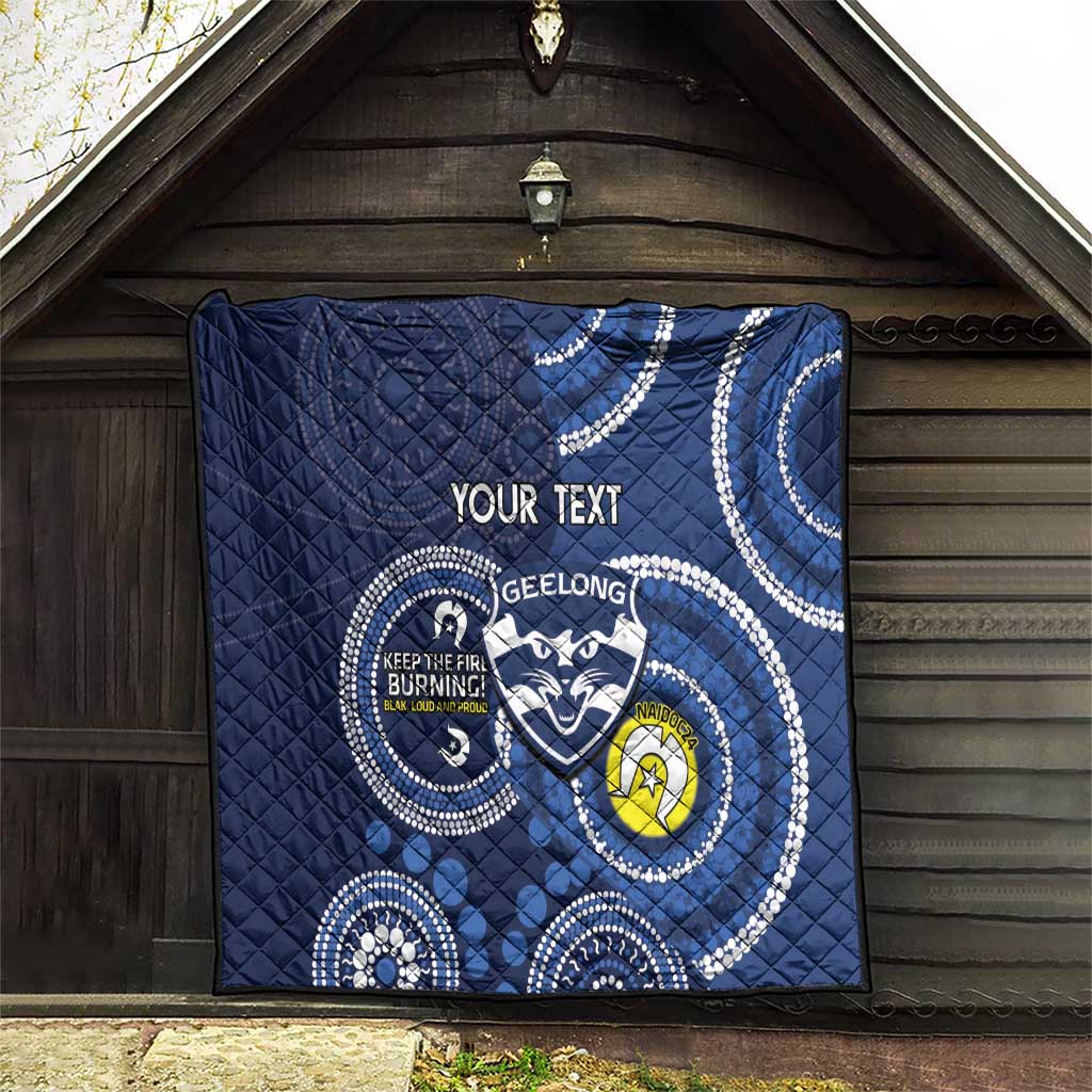 Custom AFL Geelong NAIDOC Week Quilt Keep The Fire Burning Indigenous Art
