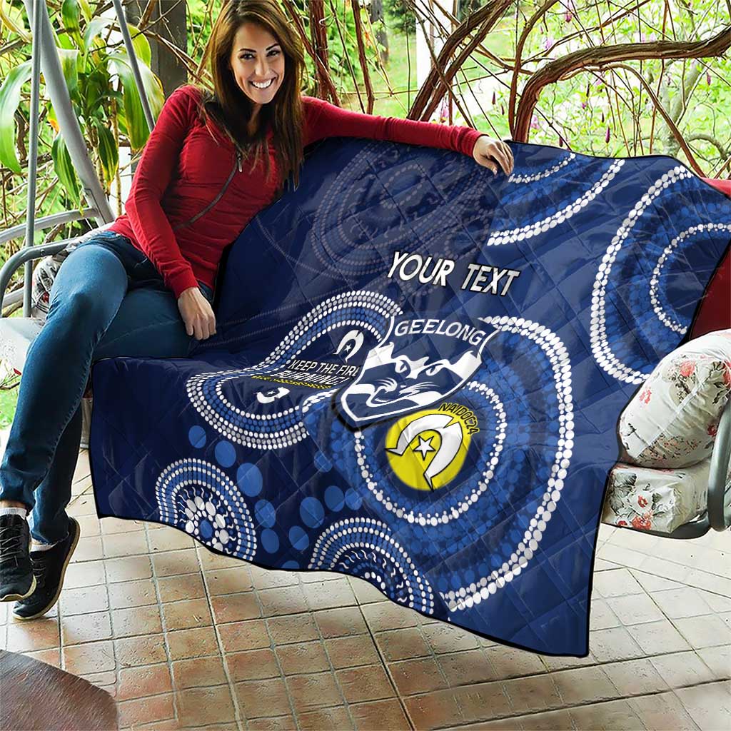 Custom AFL Geelong NAIDOC Week Quilt Keep The Fire Burning Indigenous Art