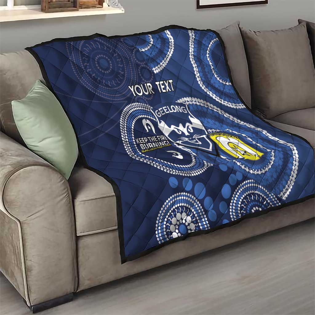 Custom AFL Geelong NAIDOC Week Quilt Keep The Fire Burning Indigenous Art