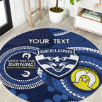 Custom AFL Geelong NAIDOC Week Round Carpet Keep The Fire Burning Indigenous Art