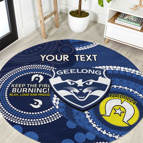 Custom AFL Geelong NAIDOC Week Round Carpet Keep The Fire Burning Indigenous Art