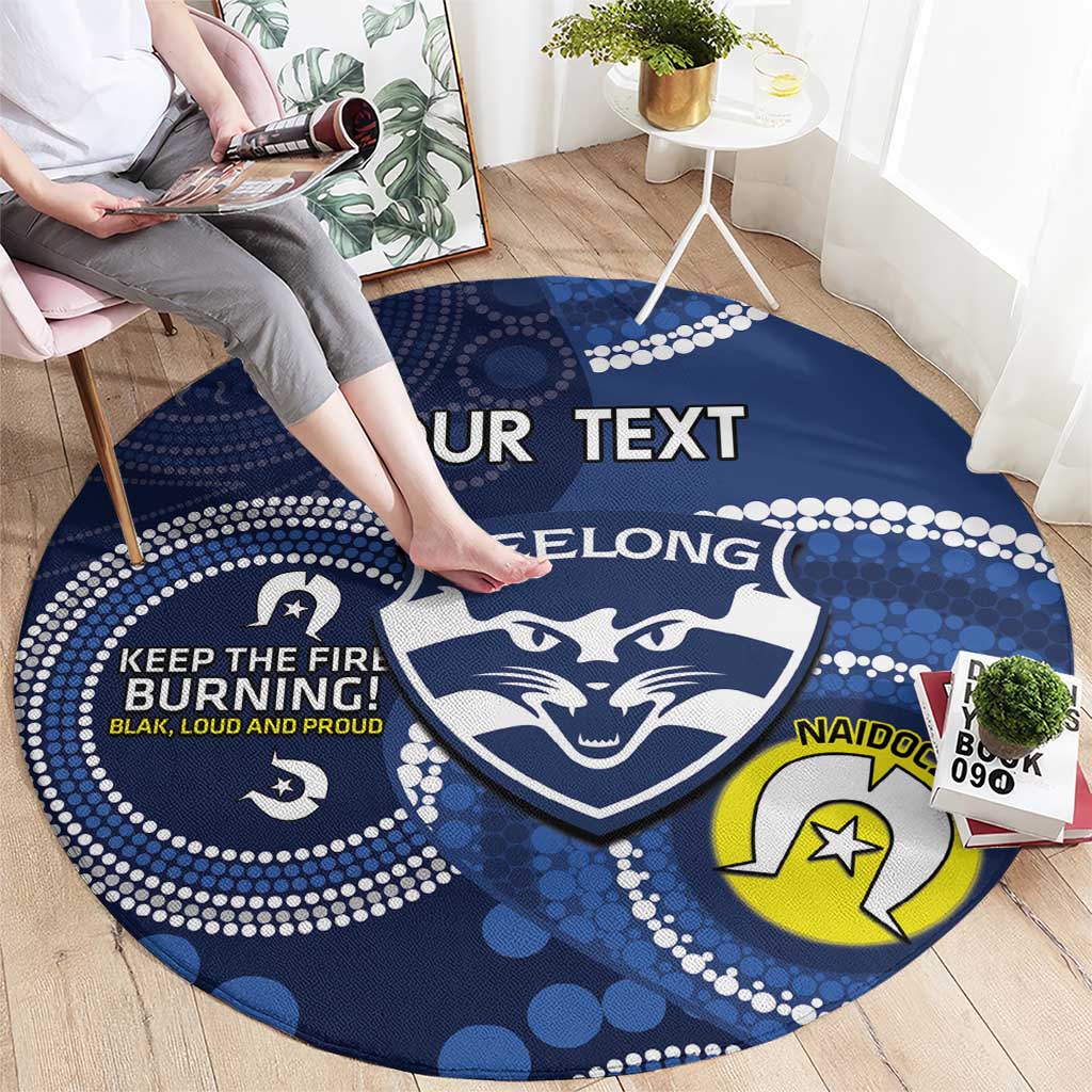 Custom AFL Geelong NAIDOC Week Round Carpet Keep The Fire Burning Indigenous Art