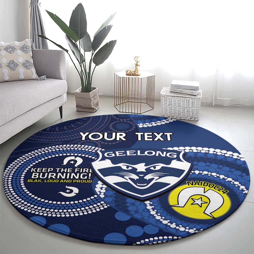 Custom AFL Geelong NAIDOC Week Round Carpet Keep The Fire Burning Indigenous Art