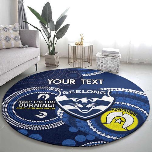 Custom AFL Geelong NAIDOC Week Round Carpet Keep The Fire Burning Indigenous Art
