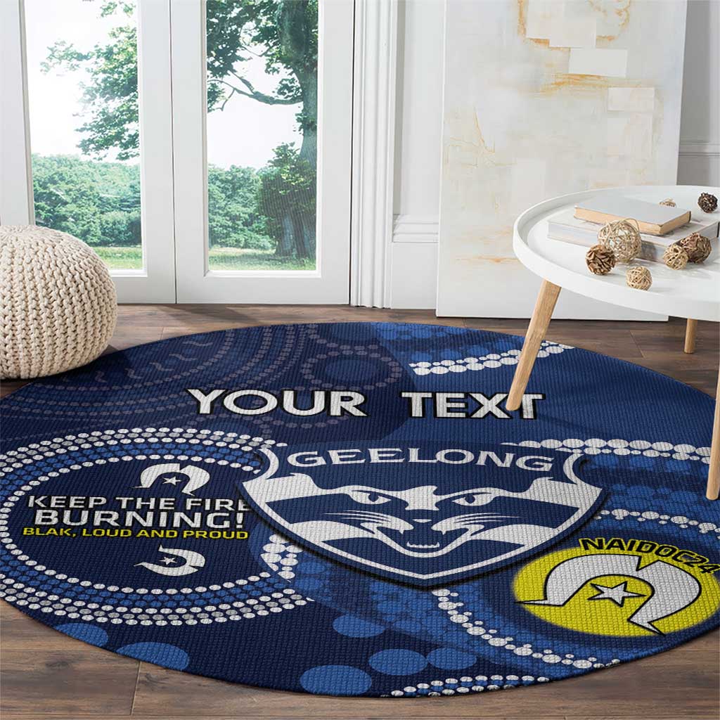 Custom AFL Geelong NAIDOC Week Round Carpet Keep The Fire Burning Indigenous Art