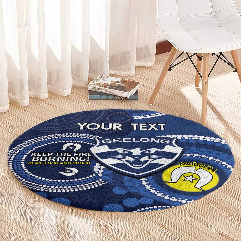 Custom AFL Geelong NAIDOC Week Round Carpet Keep The Fire Burning Indigenous Art