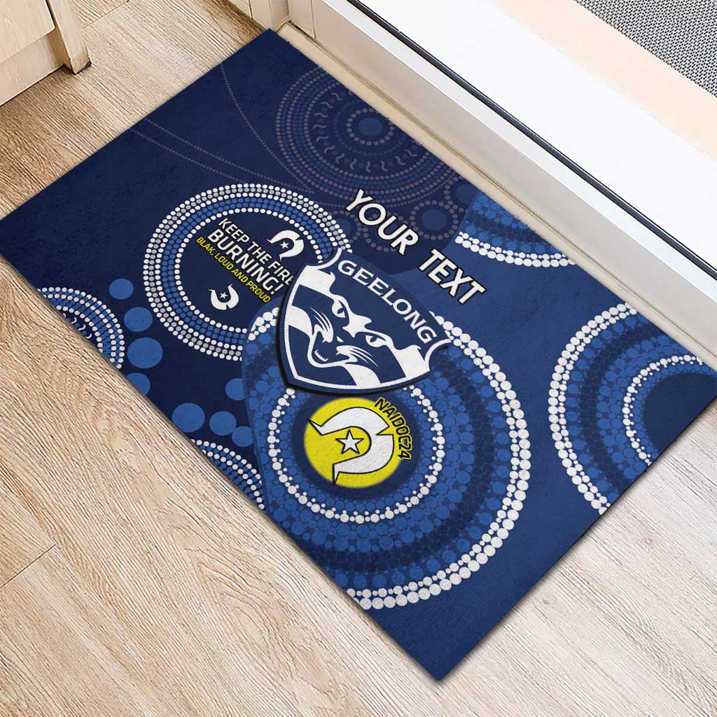 Custom AFL Geelong NAIDOC Week Rubber Doormat Keep The Fire Burning Indigenous Art
