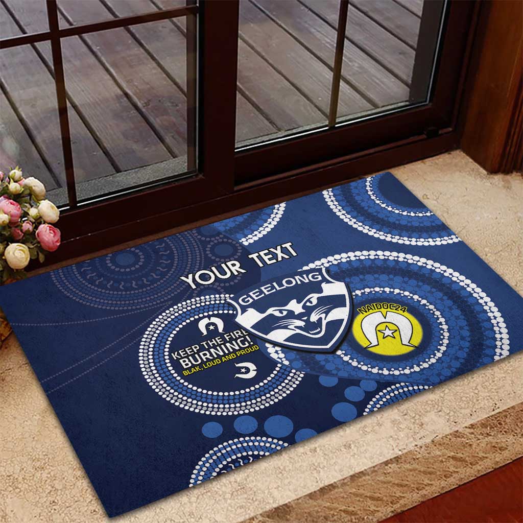 Custom AFL Geelong NAIDOC Week Rubber Doormat Keep The Fire Burning Indigenous Art